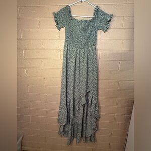 Francesca's Collections Sage Green Smocked Dress